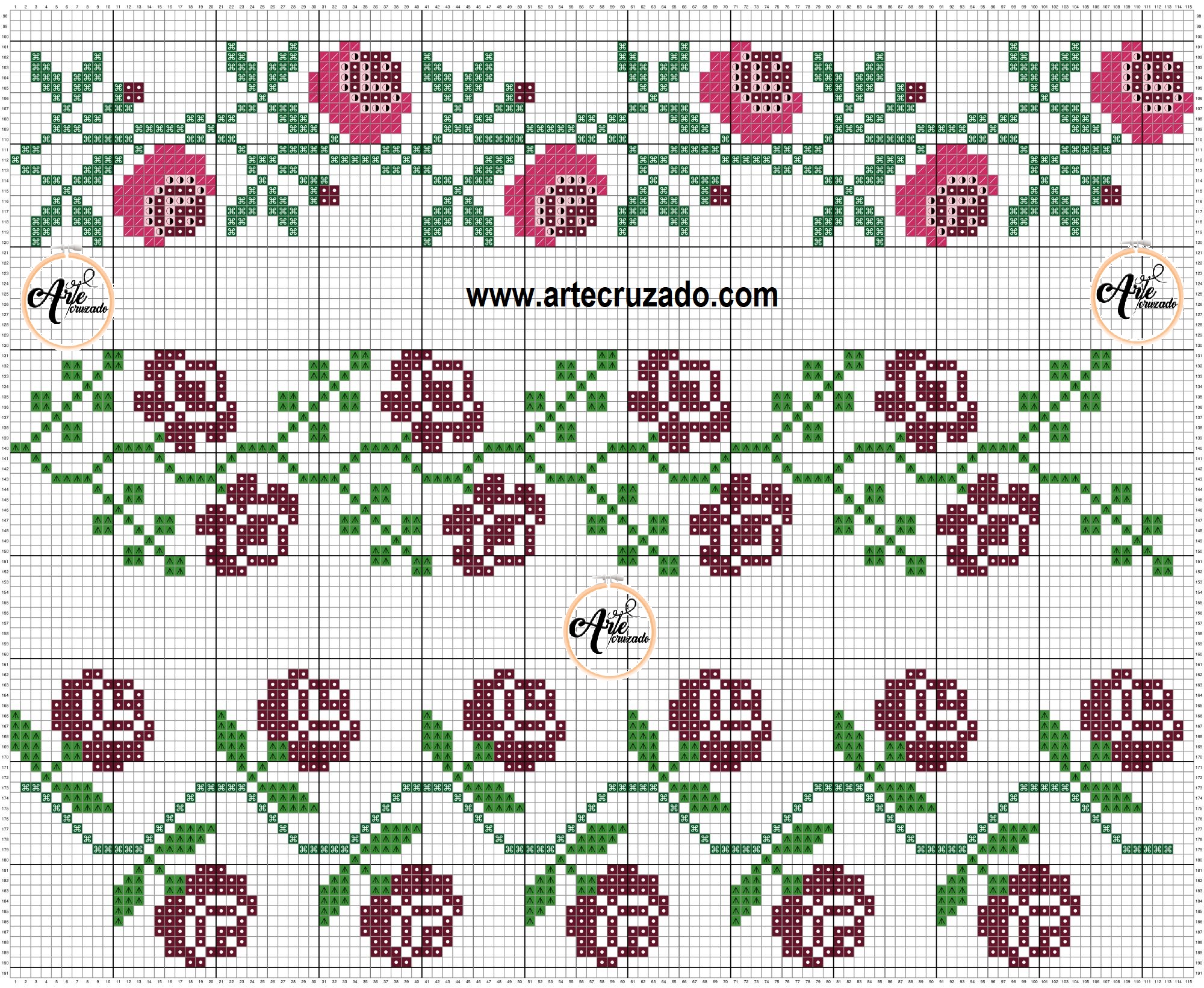 Flores de punto 2024 de cruz para blusas